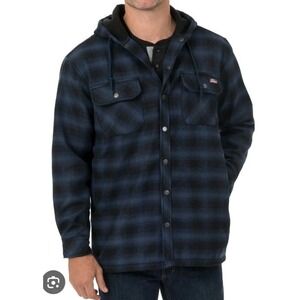 Dickies Twin Polar Fleece Lined Work Jacket Men XL 46-48 Blue Black Plaid READ